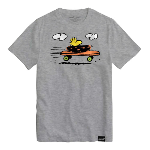 Peanuts T-Shirts - Woodstock Skateboard (Heather Grey), Super7 product photograph