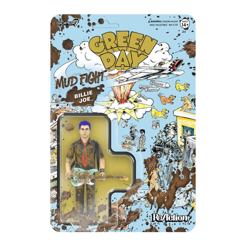 GREEN DAY ReAction Figures Wave 01 (Mud Fight) - Billie Joe Armstrong, GREEN DAY ReAction action figure, Super7 product photograph