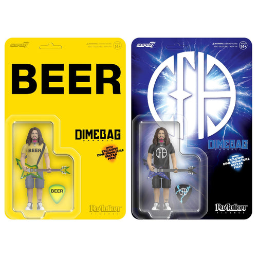 Dimebag Darrell ReAction Figures Wave 2 - Dimebag Darrell (BEER Shirt & CFH Shirt), Dimebag Darrell ReAction action figure, Super7 product photograph