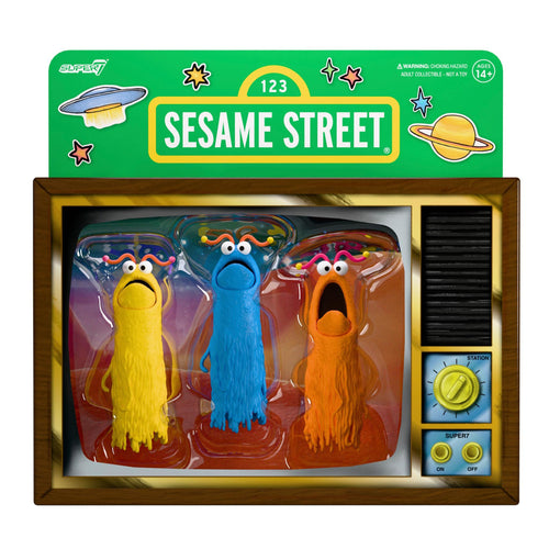 Sesame Street ReAction Figures - Yip Yip Martians (3-Pack), Sesame Street ReAction action figure, Super7 product photograph