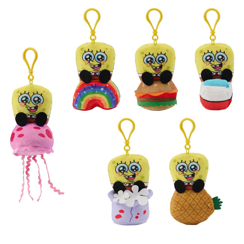 SpongeBob SquarePants Super Duper Plush Keychains Wave 01  - Individual Hang Tag, SpongeBob SquarePants Super Duper Plush action figure, Super7 product photograph