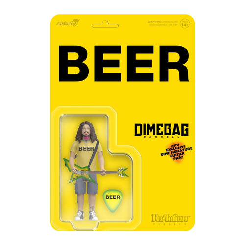 Dimebag Darrell ReAction Figures  - Dimebag Darrell (BEER Shirt), Dimebag Darrell ReAction action figure, Super7 product photograph