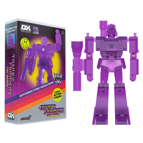 Transformers DELUXE Wave 02 (The Movie - Target) - Reformatting Megatron (VHS, The Movie), Transformers DELUXE action figure, Super7 product photograph