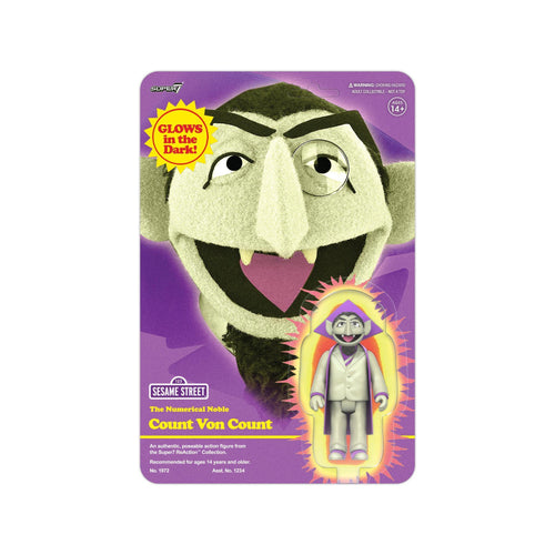 Sesame Street ReAction Figures - Count Von Count (Monster Glow), Sesame Street ReAction action figure, Super7 product photograph