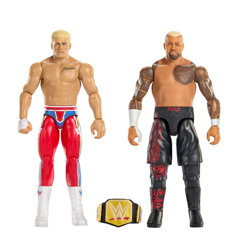 WWE Main Event Showdown Cody Rhodes vs Solo Sikoa Action Figures Set, Series #24, 6-Inch Collectibles, WWE product photograph published by Mattel