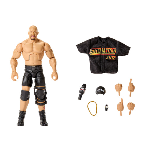 WWE Elite “Stone Cold” Steve Austin Action Figure, Series #122, 6-Inch Collectible With Accessories, WWE product photograph published by Mattel