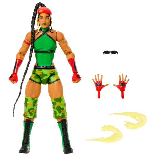 WWE X Street Fighter Bianca Belair Action Figure & Accessories, 6-Inch Collectible Cammy Mashup Set, WWE product photograph published by Mattel