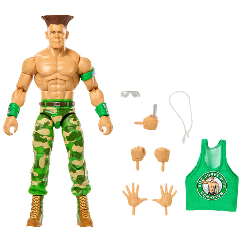 WWE X Street Fighter John Cena Action Figure & Accessories, 6-Inch Collectible Guile Mashup Set, WWE product photograph published by Mattel