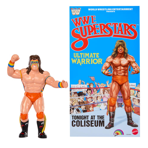 Ljn WWE Superstars Ultimate Warrior Action Figure, 1980s Retro 8-Inch Collectible Toy, WWE product photograph published by Mattel