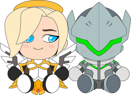 Genji & Mercy Plush (9in), Youtooz vinyl figures product photograph published by Youtooz