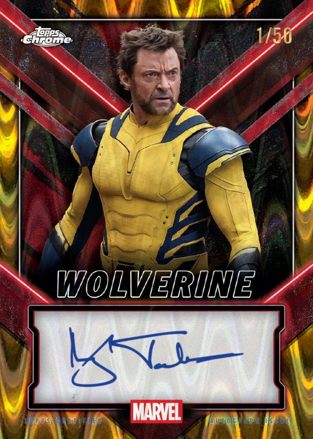 Raywave Marvel trading card, 25 DPWC 5002 FR Gold parallel from 2025 Topps Chrome Deadpool by Topps