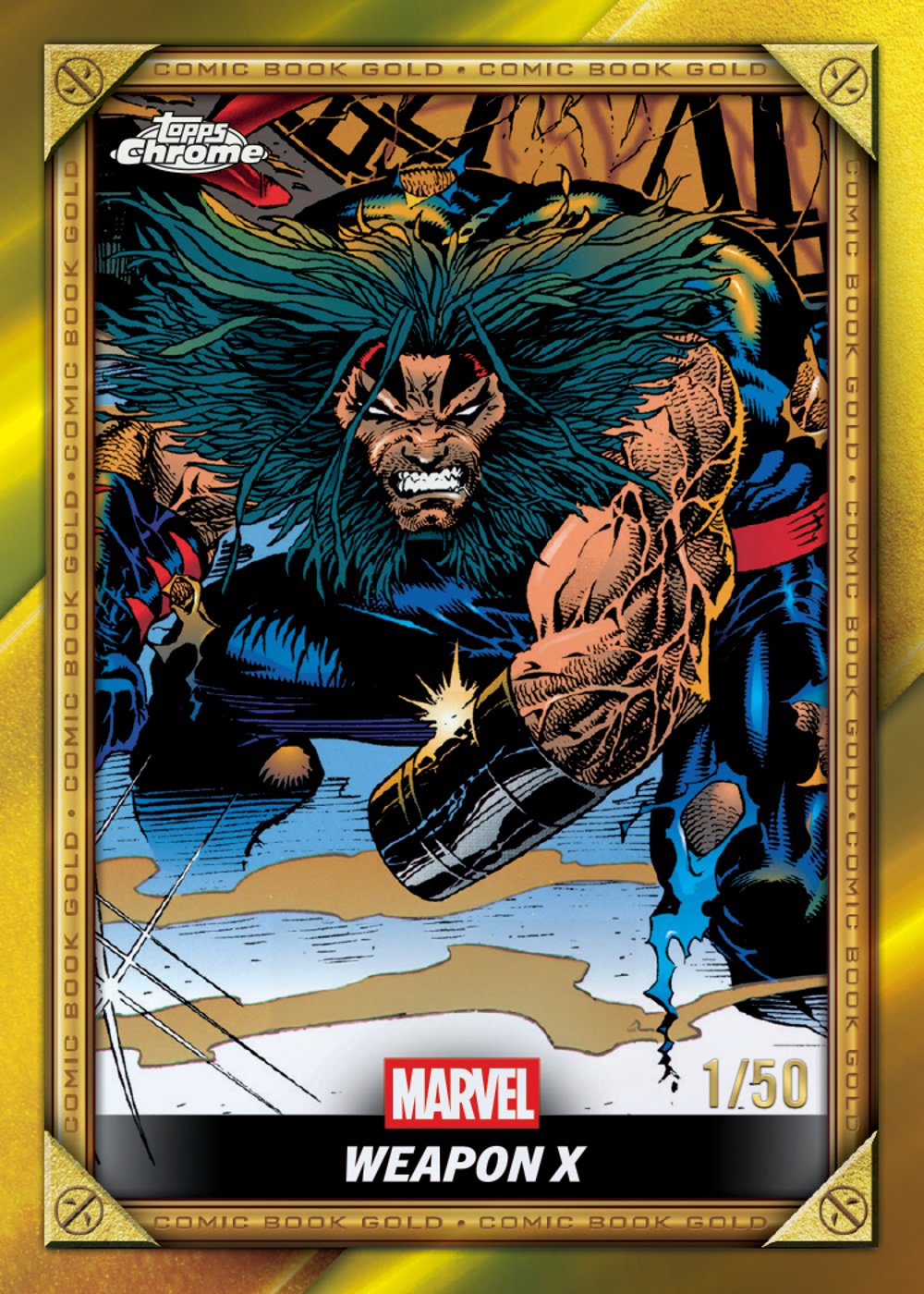 Refractor Marvel trading card, 25 DPWC 2044 FR Gold parallel from 2025 Topps Chrome Deadpool by Topps