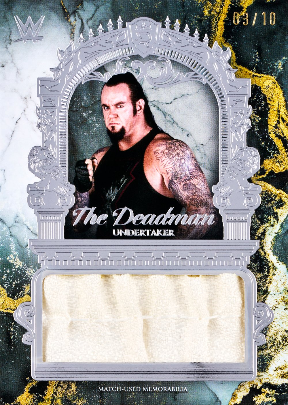 Undertaker wwe trading card, The Deadman Relic TDR-2 Silver parallel from 2025 Topps Royalty WWE by Topps