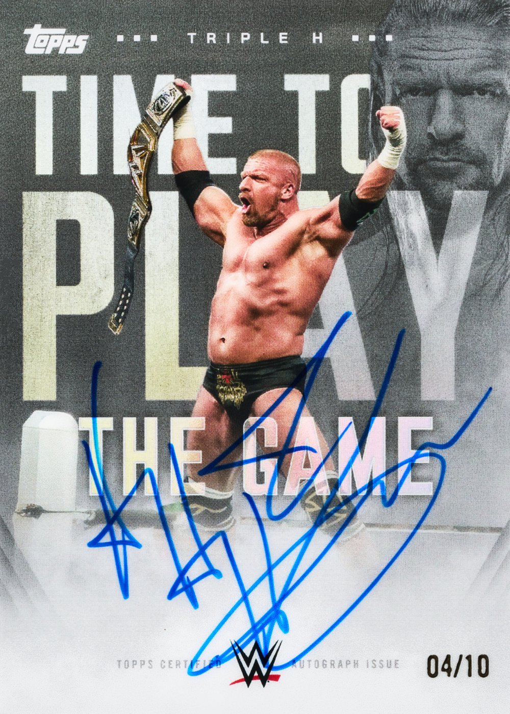 Triple H wwe trading card, 2025 Topps Royalty Collection WWE Triple H Tribute Auto TTA-13 Base parallel from 2025 Topps Royalty WWE by Topps
