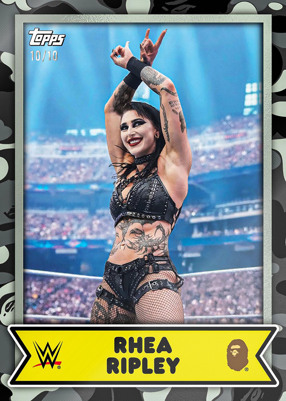 wwe trading card from 2025 Topps WWE x BAPE, published by Topps
