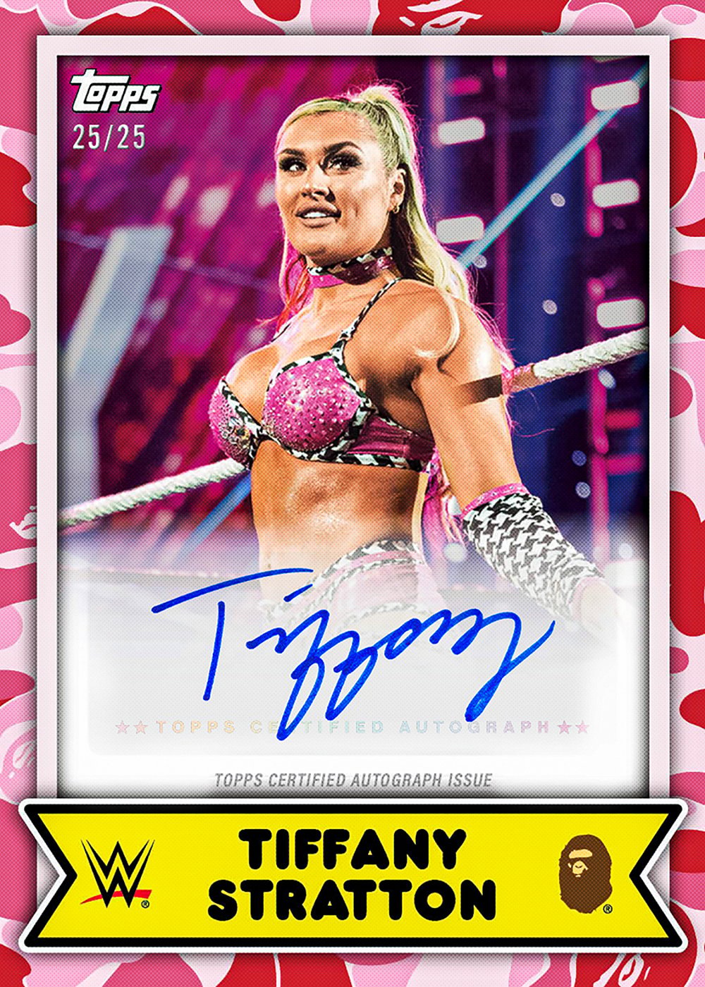 wwe trading card from 2025 Topps WWE x BAPE, published by Topps
