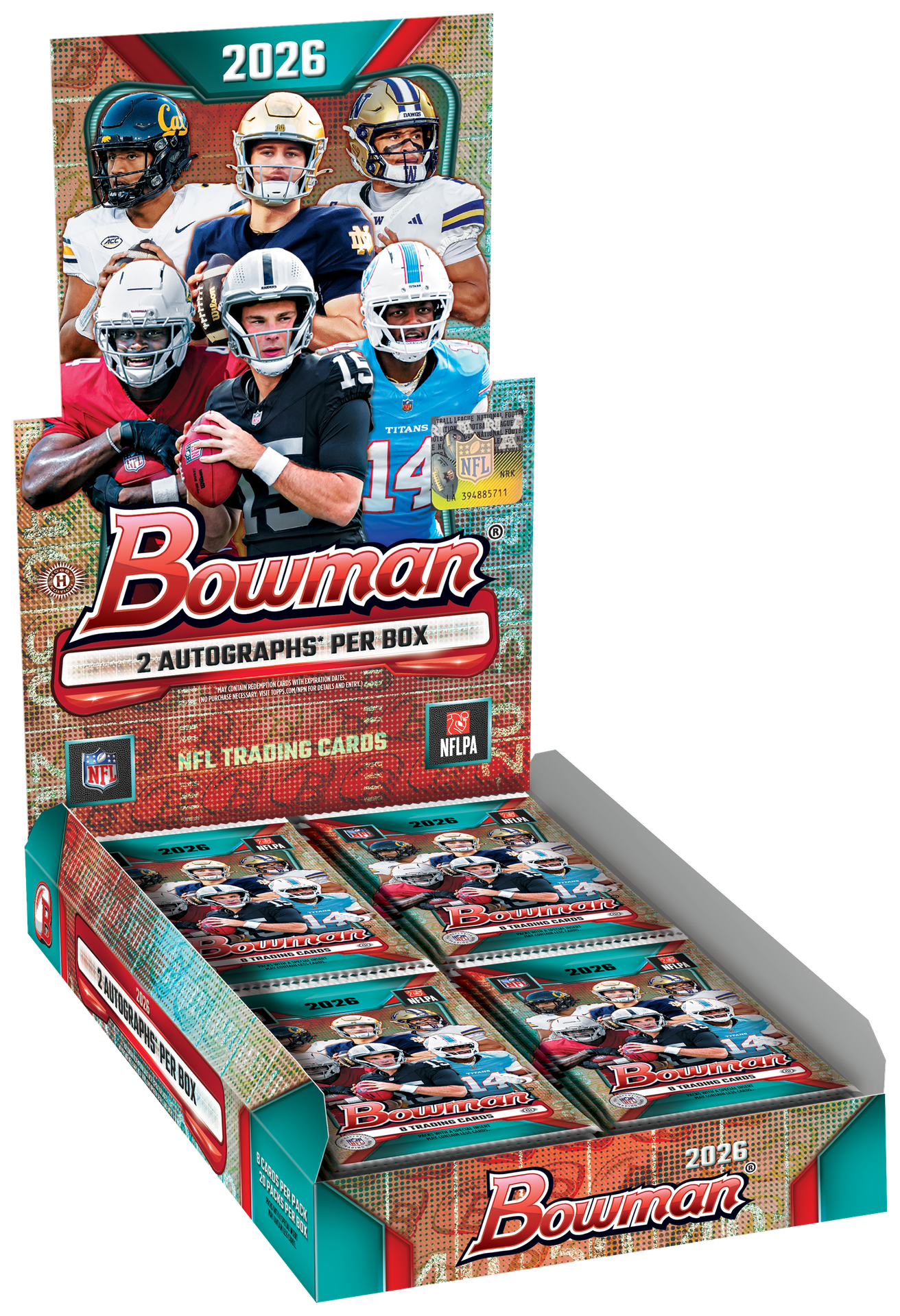 Sealed 2026 Bowman Football box, Topps product photograph