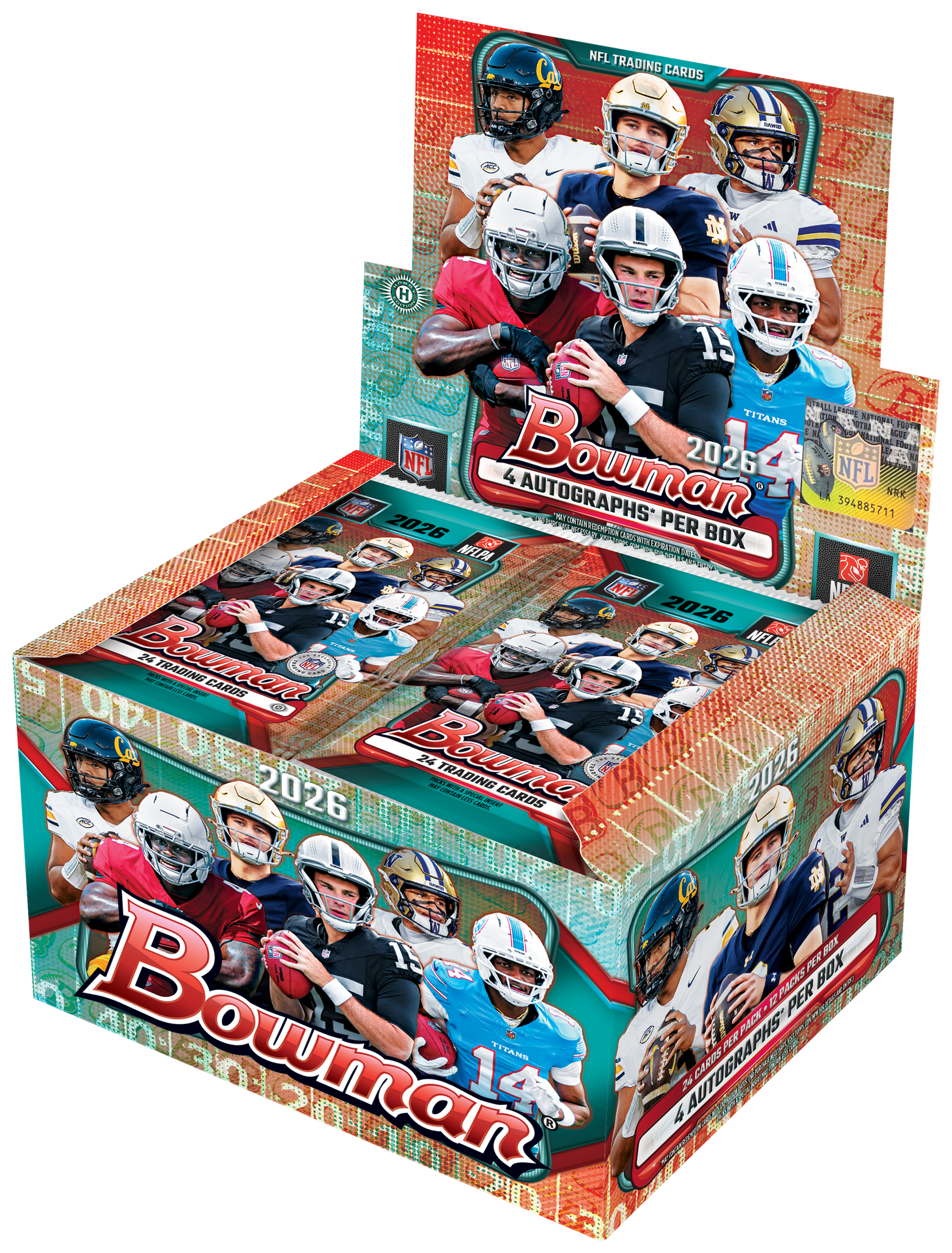 Sealed 2026 Bowman Football box, Topps product photograph