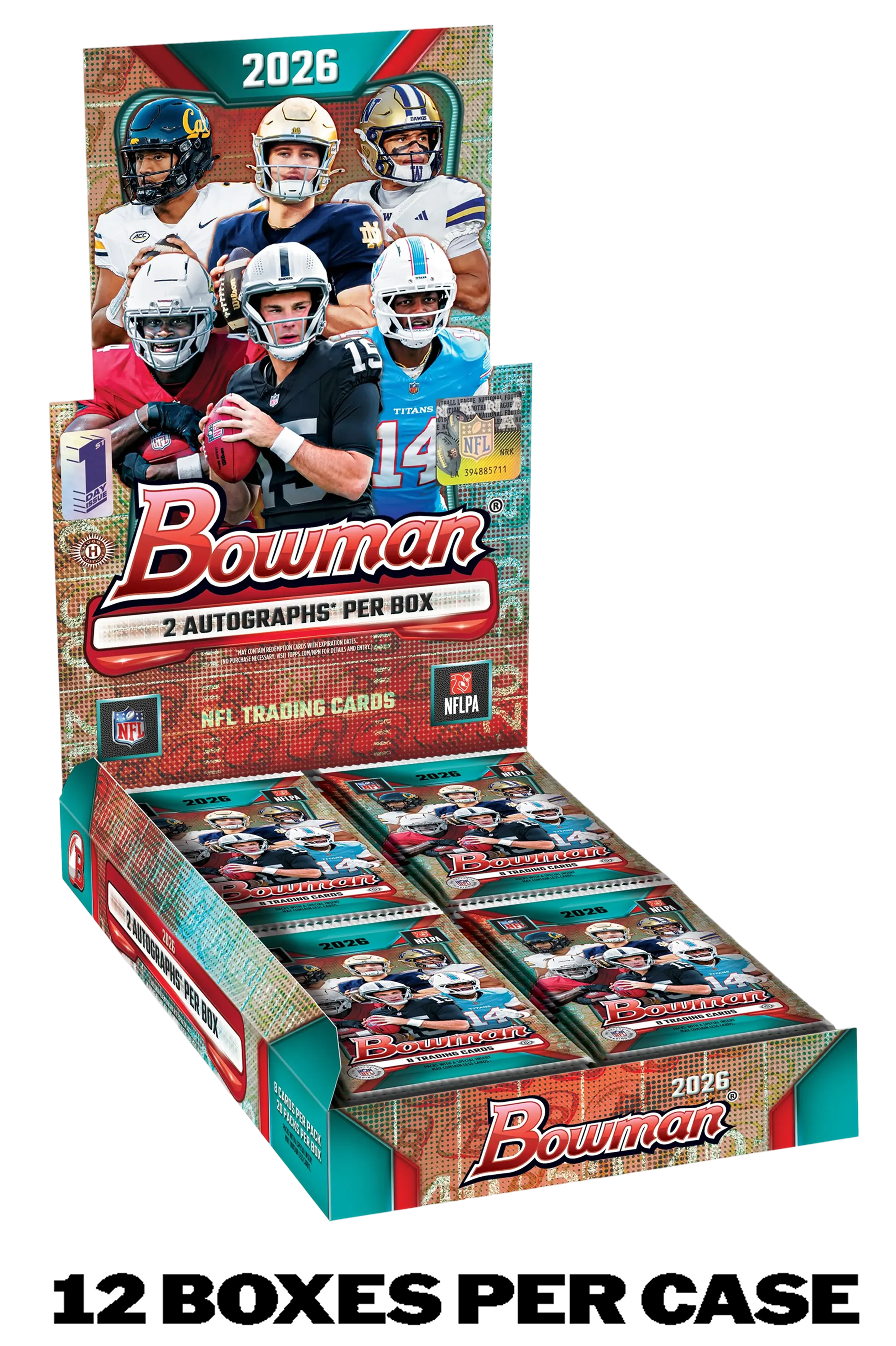 Sealed 2026 Bowman Football box, Topps product photograph