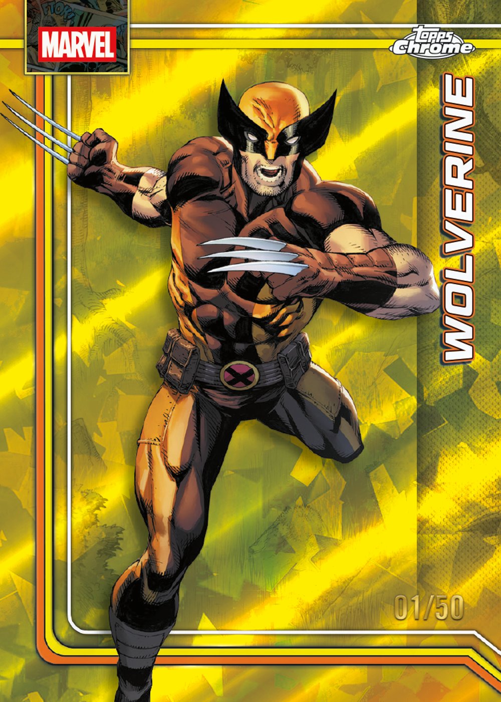 Sapphire Marvel trading card, 26 MACC 1131 FR Gold parallel from 2026 Topps Chrome Marvel Sapphire by Topps