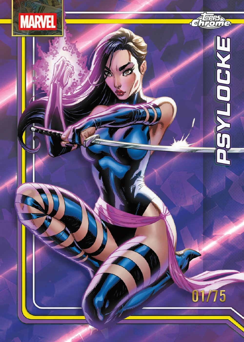 Sapphire Marvel trading card, 26 MACC 1093 FR Purple parallel from 2026 Topps Chrome Marvel Sapphire by Topps