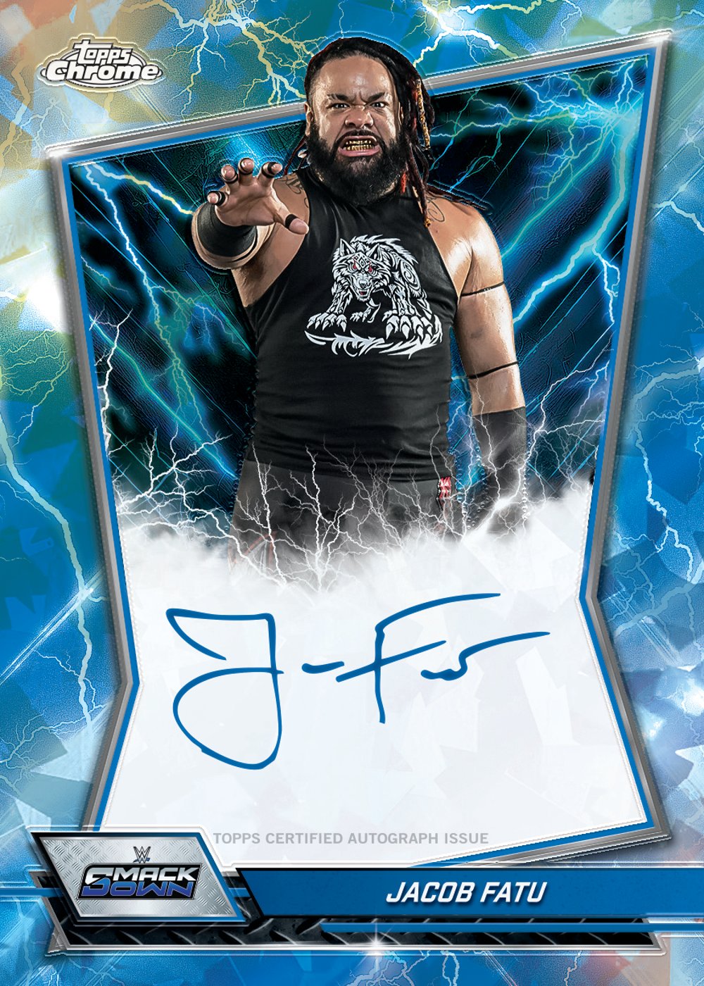Parallel wwe trading card, 26 CWWE 7214 FR Sapphire parallel from 2026 Topps Chrome WWE Sapphire by Topps