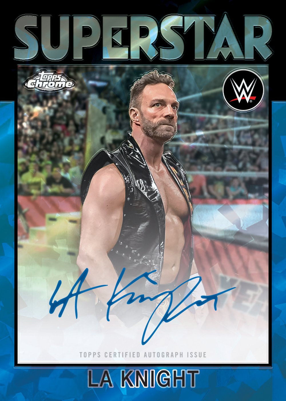 Parallel wwe trading card, 26 CWWE 5416 FR WP1 Sapphire parallel from 2026 Topps Chrome WWE Sapphire by Topps