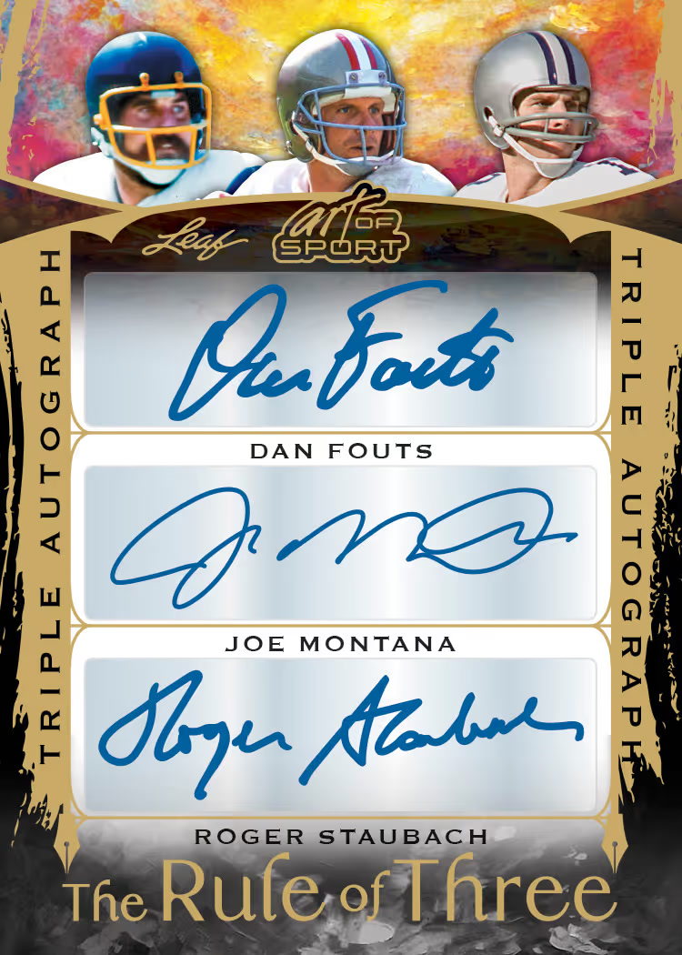 Three trading card, Rule of parallel from 2026 Leaf Art of Sport by Leaf