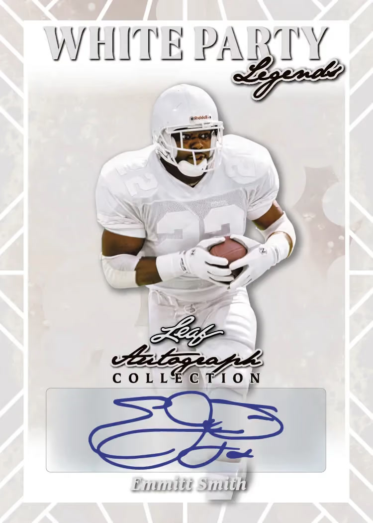 Legends trading card, 10-White Party parallel from 2026 Leaf Autograph Collection Football by Leaf