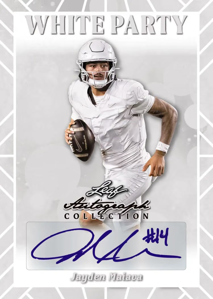 Card trading card, 9-White Party SC Sales parallel from 2026 Leaf Autograph Collection Football by Leaf