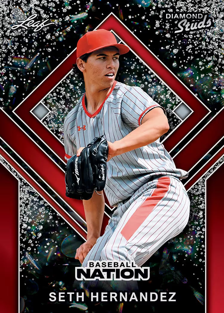 Sales trading card, 26 L Baseball Nation Diamond Studs parallel from 2026 Leaf Baseball Nation by Leaf