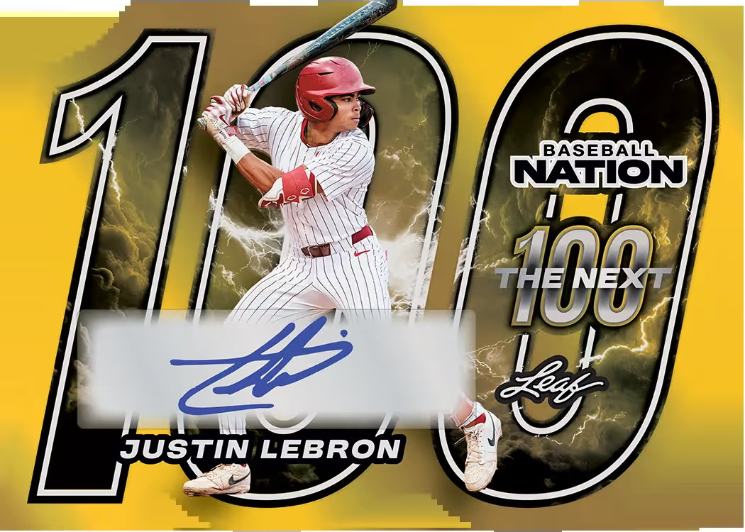 Sales trading card, 26 L Baseball Nation Top 100 Auto parallel from 2026 Leaf Baseball Nation by Leaf