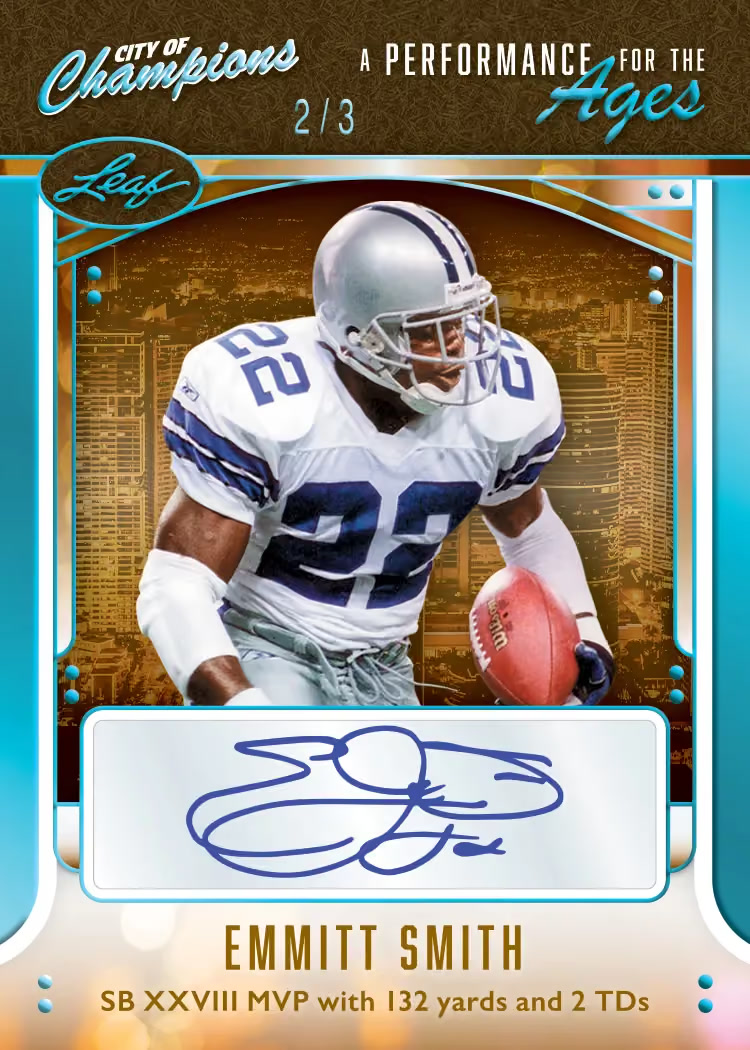 Sales trading card, 1 A Performance for the Ages Auto parallel from 2026 Leaf City of Champions by Leaf
