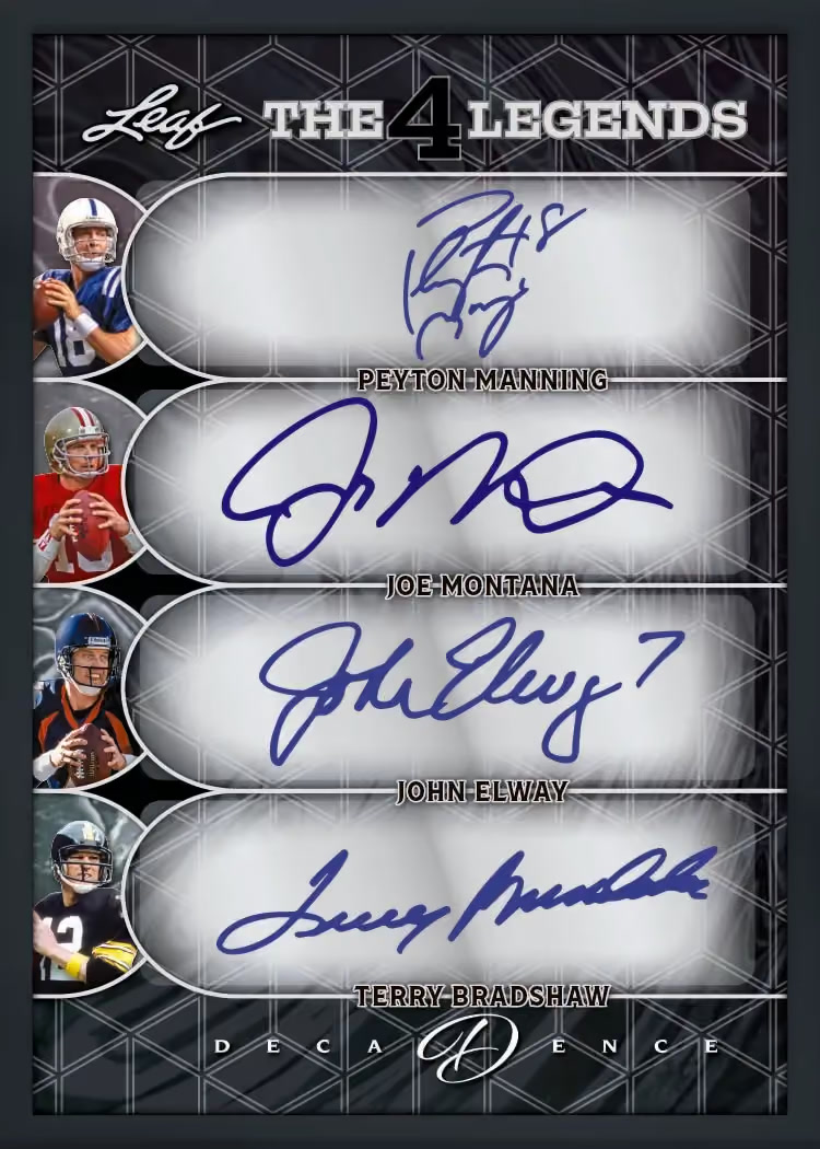 SC trading card, The 4 Legends parallel from 2026 Leaf Decadence Multi-Sport by Leaf