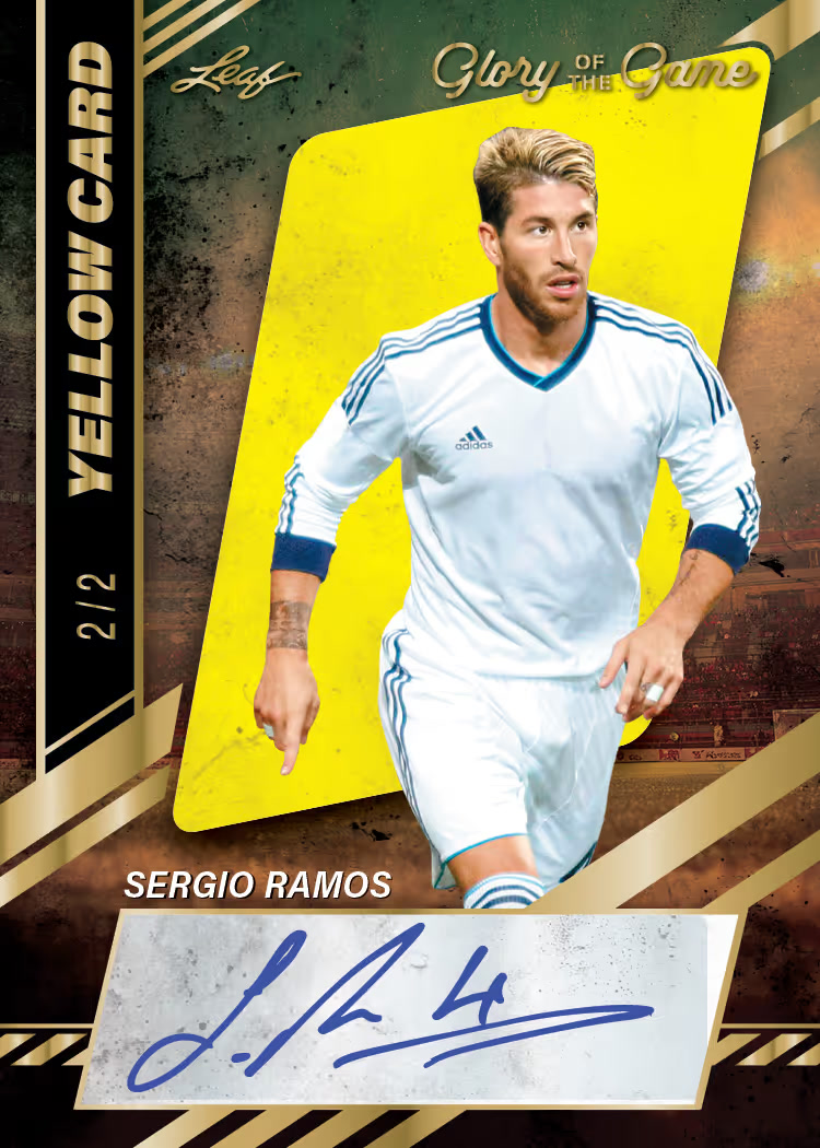 Card trading card, Yellow parallel from 2026 Leaf Glory of the Game Soccer by Leaf