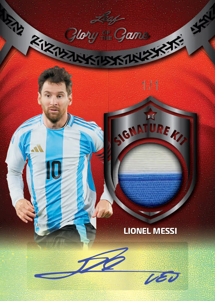 Kit trading card, Signature parallel from 2026 Leaf Glory of the Game Soccer by Leaf