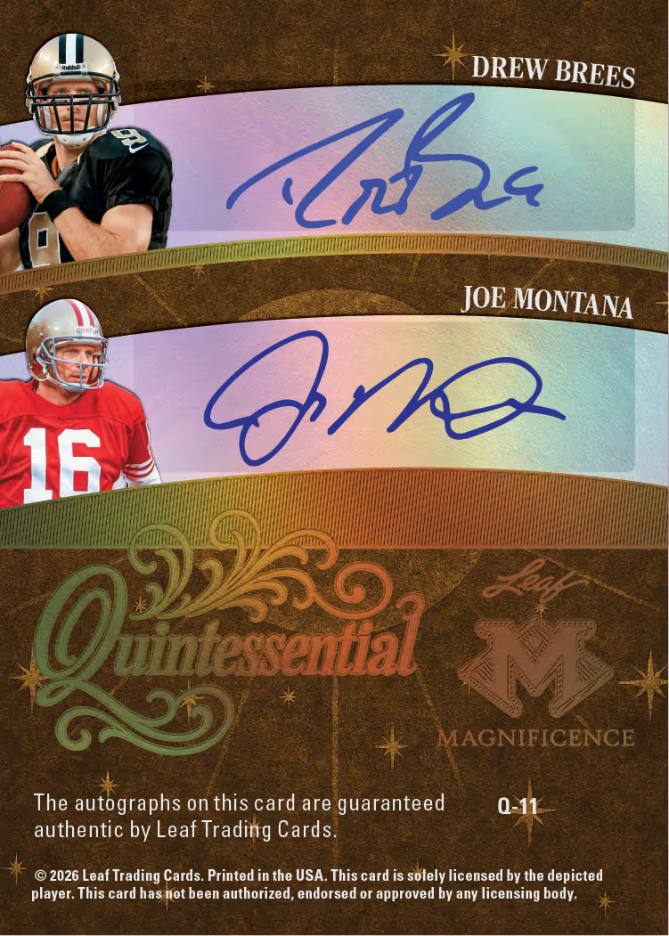 Back trading card, 699744ed7332b40cee078a16 Quintessential parallel from 2026 Leaf Magnificence Multi-Sport by Leaf