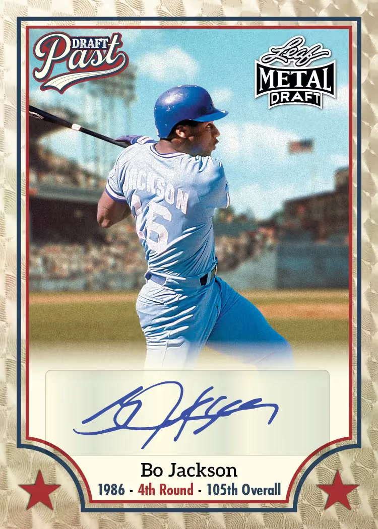 Past trading card, Draft parallel from 2026 Leaf Metal Draft Edition Baseball by Leaf