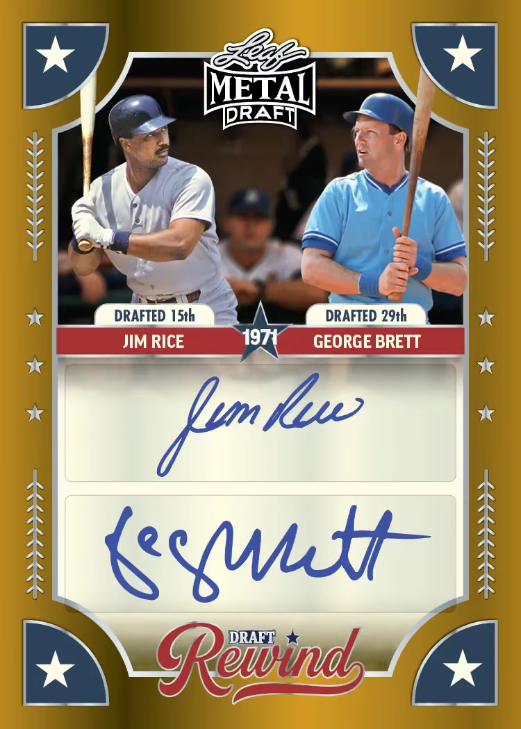 Front trading card, Draft Rewind parallel from 2026 Leaf Metal Draft Edition Baseball by Leaf