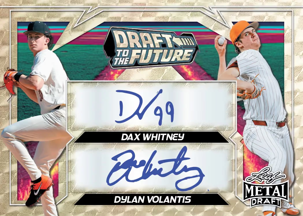 Future trading card, Draft to the parallel from 2026 Leaf Metal Draft Edition Baseball by Leaf