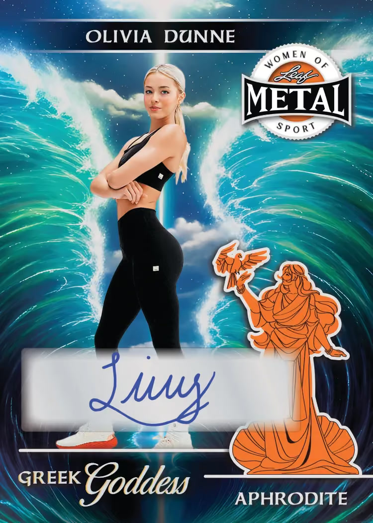 Sales trading card, 3 Greek Goddess Auto Player parallel from 2026 Leaf Metal Women of Sport by Leaf