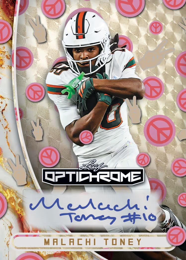 trading card from 2026 Leaf Optichrome Football, published by Leaf