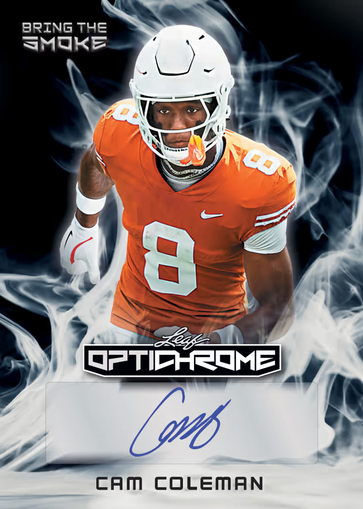 Sales trading card, 26 L Optichrome Football Bring The Smoke Auto parallel from 2026 Leaf Optichrome Football by Leaf
