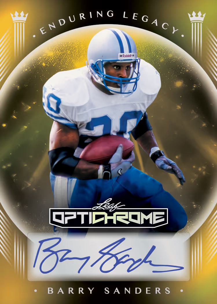 Sales trading card, 26 L Optichrome Football Enduring Legacy Auto parallel from 2026 Leaf Optichrome Football by Leaf