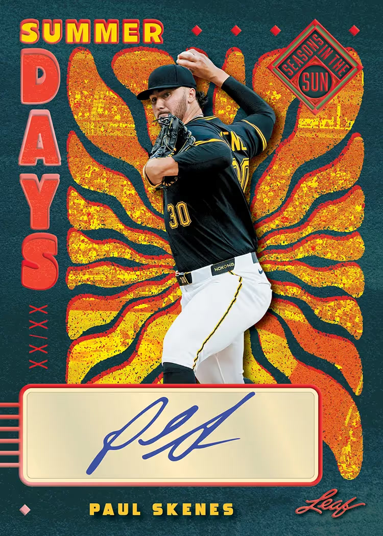 Sales trading card, 17 Summer Days parallel from 2026 Leaf Seasons in the Sun Baseball by Leaf