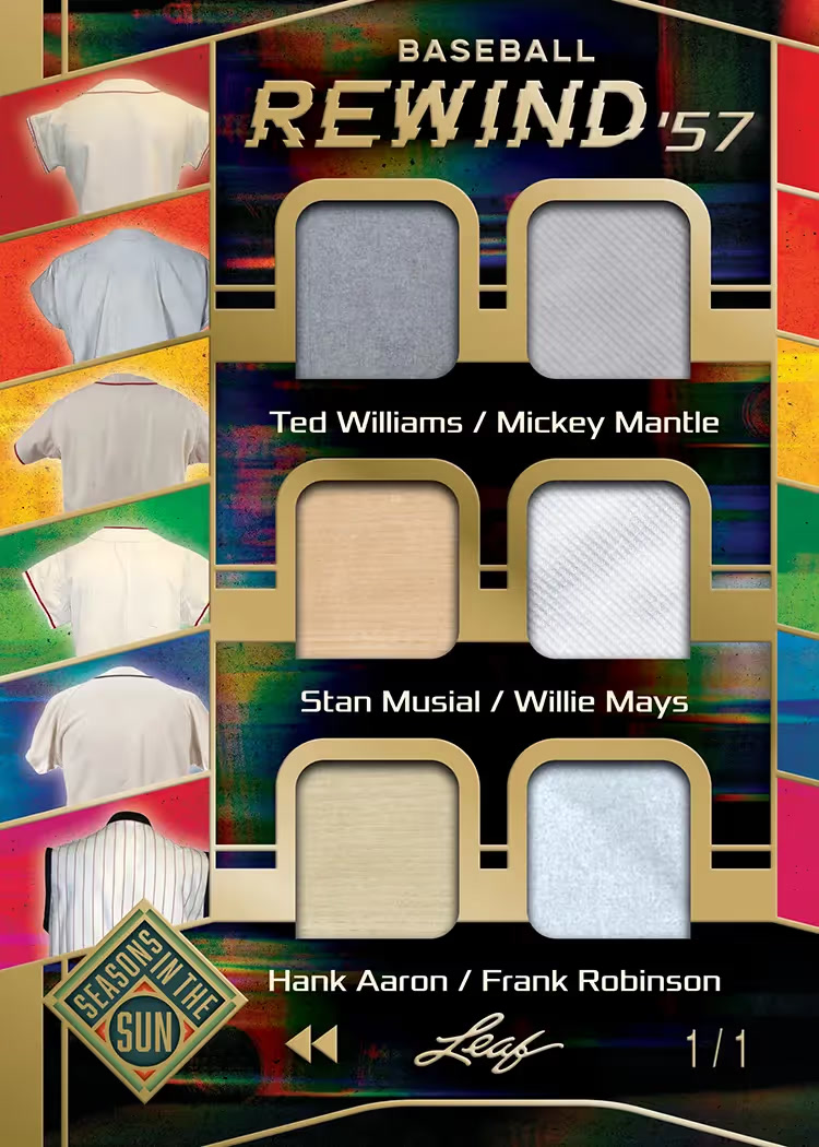 Sales trading card, 2 Baseball Rewind Front parallel from 2026 Leaf Seasons in the Sun Baseball by Leaf