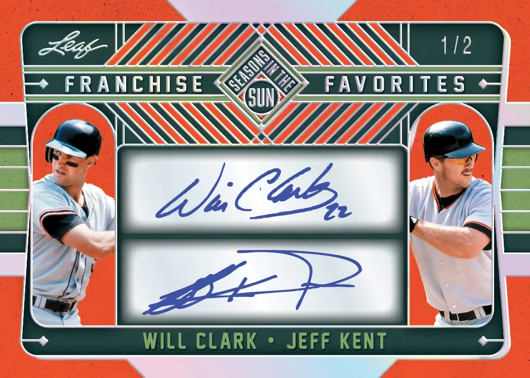 Sales trading card, 10 Franchise Favorites BG parallel from 2026 Leaf Seasons in the Sun Baseball by Leaf
