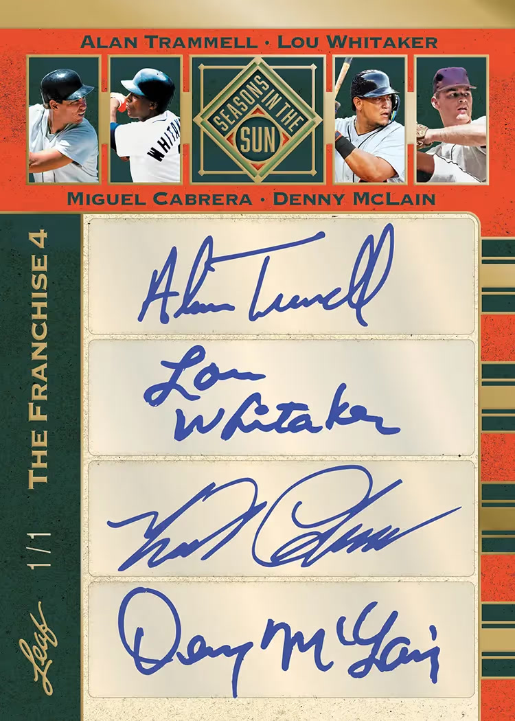 Sales trading card, 18 The Franchise Four parallel from 2026 Leaf Seasons in the Sun Baseball by Leaf