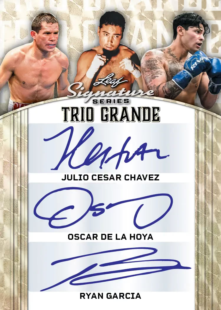 Grande trading card, Trio parallel from 2026 Leaf Signature Series Sports by Leaf