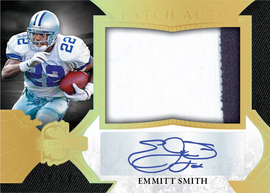 Auto trading card, 12-Spectacular Patch parallel from 2026 Leaf Spectacular Football by Leaf